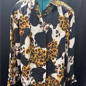 Jordan Animal Print Top with Black and Gold Accents